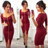 Solid Color Zipper Half Sleeve Knee-Length Bodycon Dress #Mini Dress #Red